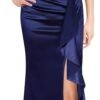 Womens Formal Ruched Ruffles Evening Prom Wedding Party Maxi Dress