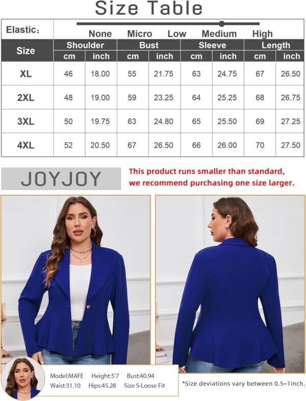 Women's Plus Size Blazer, Long Sleeve Flattering Business Casual Suit Jacket for Women Fashion Dressy