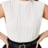 Women's Sleeveless Mock Neck Textured Tank Top