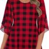 Women's Tops 3/4 Sleeve Blouses Dressy Casual Double Layers Mesh Tunic Shirts