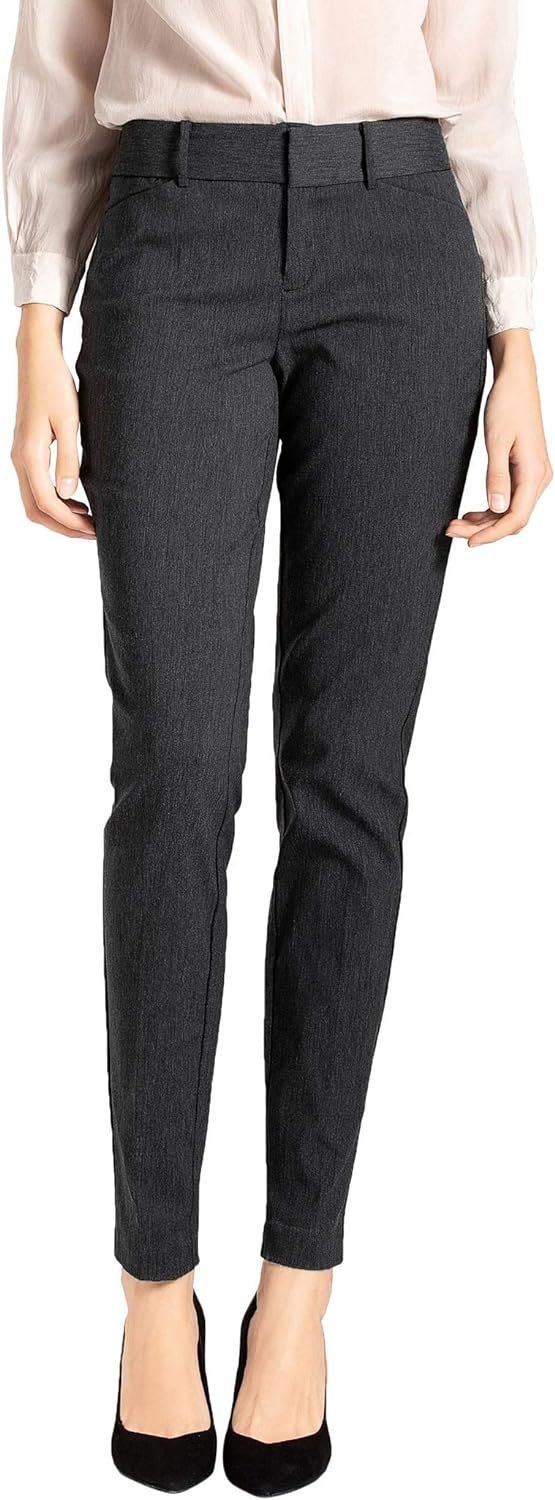Women's Straight Pants Stretch Slim Skinny Solid Trousers Casual Business Office