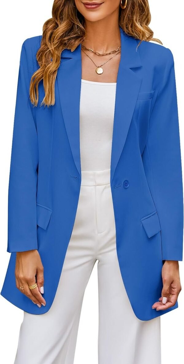 2023 Blazers for Women Business Casual Outfits Fashion Dressy Long Suit Jacket Office Belted Blazer Dress Work