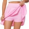 Women's Casual Basic Versatile Flared Pleated Mini Skater Skirt with Shorts