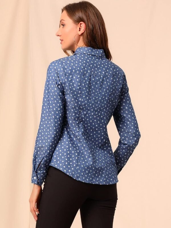 71QHsFJN2pL._AC_SL1500.jpg Women's Button Down Long Sleeve Point Collar Chambray Poplin Shirt