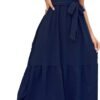 Women's Wrap V Neck Wedding Guest Dress Flutter Sleeve Swiss Dot A-Line Midi Summer Beach Dress
