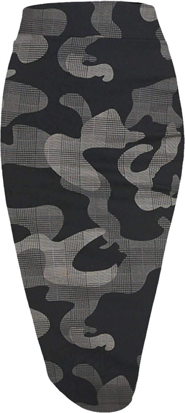 Women's Elastic Waist Stretch Bodycon Midi Pencil Skirt