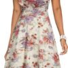 Women's Vintage Ruffle Floral Flared A Line Swing Casual Cocktail Party Dresses