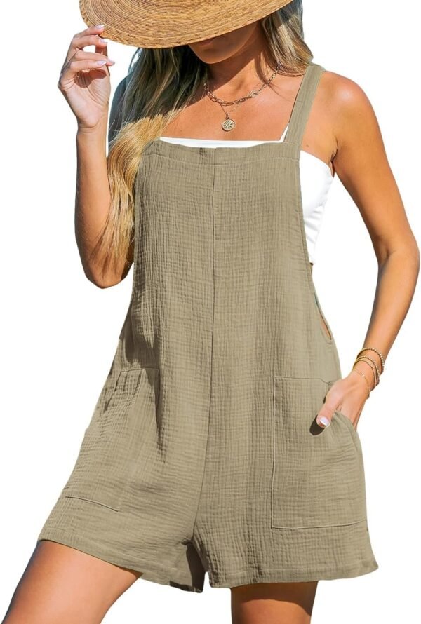 Women's Romper Square Neck Pinafore Jumpsuits Sleeveless Overall Wide Leg Outfit Casual Dressy