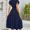 Women's Wrap V Neck Wedding Guest Dress Flutter Sleeve Swiss Dot A-Line Midi Summer Beach Dress