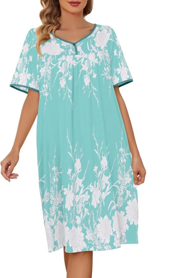 House Dresses  for Women with Pockets  Dresses Short Sleeve for Women Nightgown Lounge Dress