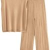Womens Pullover Tops And Wide Leg Pants Casual Sweater Set