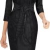 Womens Front Zipper Tie Waist Slim Work Business Office Bodycon Pencil Dress