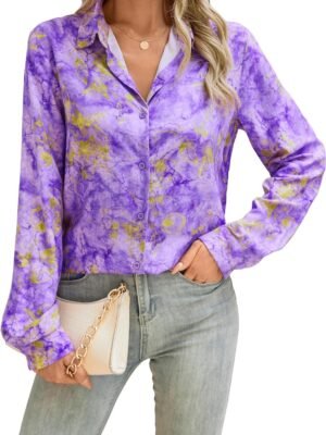 Blouses for Women Fashion Long Sleeve Button Down Shirts Dressy Casual Tops Work Blouses