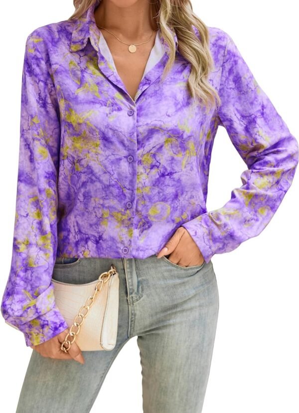 71UkyeHIINL._AC_SL1500.jpg Blouses for Women Fashion Long Sleeve Button Down Shirts Dressy Casual Tops Work Blouses