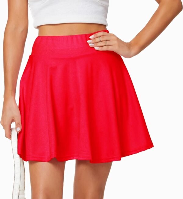 Women's Casual Basic Versatile Flared Pleated Mini Skater Skirt with Shorts