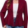 Women's Plus Size Blazer, Long Sleeve Flattering Business Casual Suit Jacket for Women Fashion Dressy