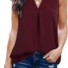 Women's Summer Tank Blouse Casual V Neck Sleeveless Tunic Top Shirt