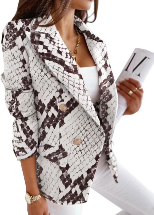 71W_c5-eJfL._AC_SL1500.jpg Women's Casual Blazer with Front Opening, Long Sleeves, Double-Breasted Design, Vintage Printed Plaid, Slim Fit Women's Blazer