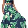 Womens Summer Sexy 2 Pieces Outfits Ruffle Floral Tank Top Wrap Boho Tropical Long Skirt Set Clubwear Dresses