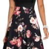 Women's Vintage Ruffle Floral Flared A Line Swing Casual Cocktail Party Dresses