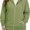 Women's Plus Size Full Zip-Up Hoodie Jacket Cotton Sweatshirt