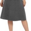 Women's A-Line Elastic High Waist Flare Work Midi Knee Length Stretchy Skirt