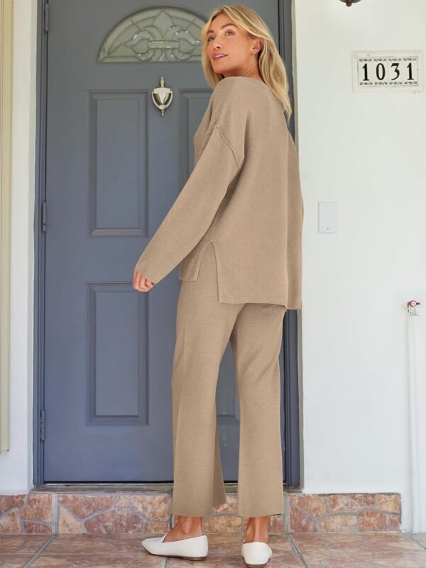 Trendy 2 Piece Outfits Oversized Slouchy 2022 Winter Matching Lounge Sets Cozy Knit Loungewear Sweater Sets