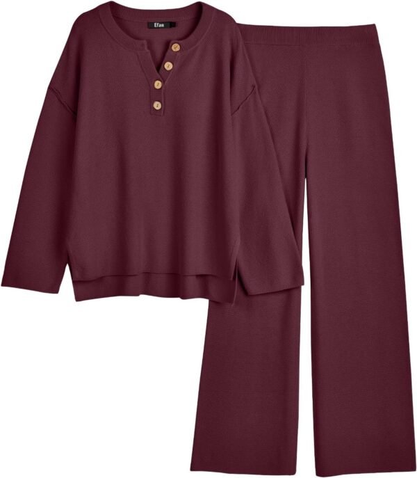 Trendy 2 Piece Outfits Oversized Slouchy 2022 Winter Matching Lounge Sets Cozy Knit Loungewear Sweater Sets