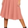 Women's Basic Elastic Waist A-line Solid Flared Midi Skirt