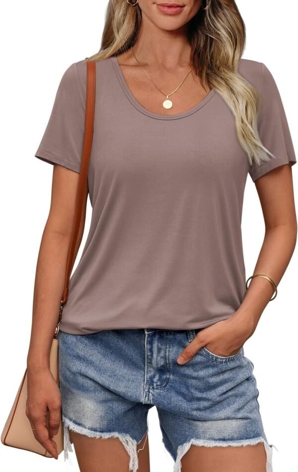 Womens Tops T Shirts Short Sleeve Tees Fashion Trendy Lightweight Basic Soft Casual Summer Outfits Comfy Clothes 2024