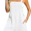 Women's Romper Square Neck Pinafore Jumpsuits Sleeveless Overall Wide Leg Outfit Casual Dressy