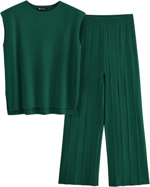 Womens Pullover Tops And Wide Leg Pants Casual Sweater Set
