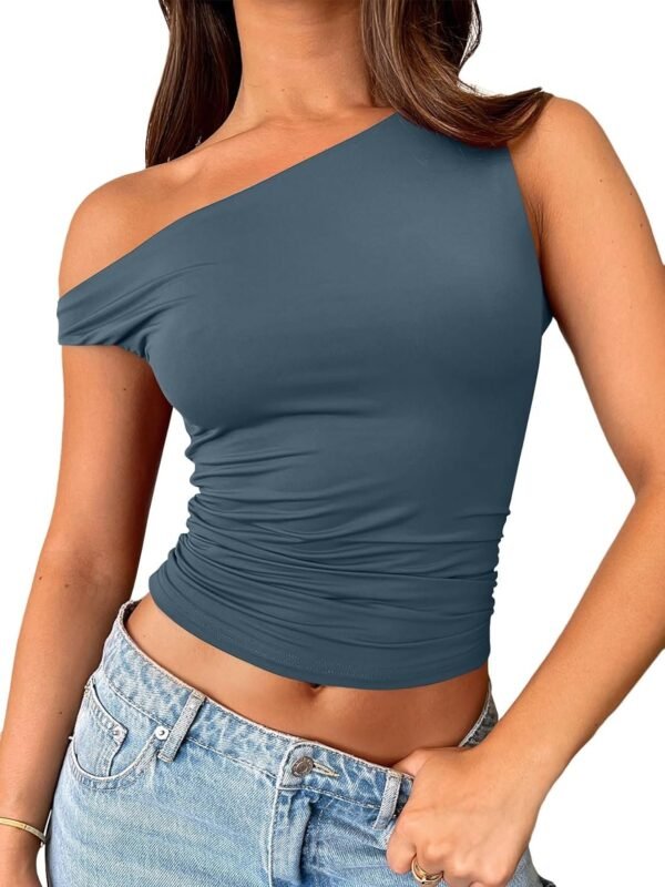 Womens Off The Shoulder Tops Sleeveless Shirts Going Out Crop Tank Tops Slim Fitted Y2K Summer Outfits 2024