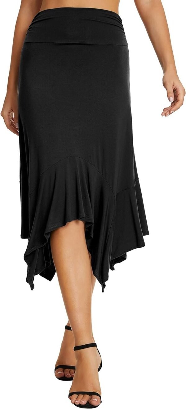 Women's Summer Beach Skirt Stretchy Midi Skirt with Irregular Hem