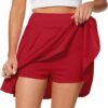 Women's Casual Basic Versatile Flared Pleated Mini Skater Skirt with Shorts