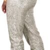 Women Casual Sequin Sparkle Glitter High Waist Pencil Pants Trousers Clubwear