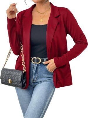 Womens Casual Work Office Blazer Open Front Long Sleeve Cardigan Jacket