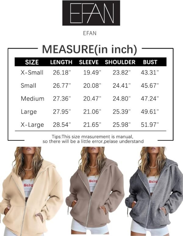 Women's Cute Hoodies Teen Girl Fall Jacket Oversized Sweatshirts Casual Drawstring Clothes Zip Up Y2K Hoodie with Pocket