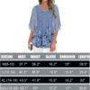 Women's Tops 3/4 Sleeve Blouses Dressy Casual Double Layers Mesh Tunic Shirts