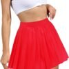 Women Short Uniform High Waist Pleated Skater Tennis Skirt with Shorts