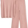 Womens Pullover Tops And Wide Leg Pants Casual Sweater Set