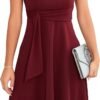 Womens 2024 Elegant Ruffle Sleeve Flared A Line Swing Casual Party Cocktail Dresses