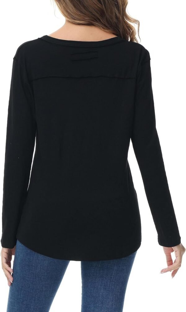 Women's Oversized T Shirts Fashion Long Sleeve Scoop Neck Top Shirts Loose fit Comfy Tees with Pockets