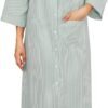 Women House Dress Snap Front Nightgown 3/4 Sleeve Housecoat Duster Robe with Pockets Moomoo Patio Dress