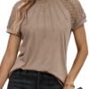 Womens Tshirts Trendy Fashion Tops Lace Short Sleeve Business Tee Shirts Casual Knitted Blouses Summer Outfits 2024