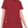 Women's Tweed Dress Short Sleeve Crew Neck A-line Party Vintage Mini Skirt Causal Dresses