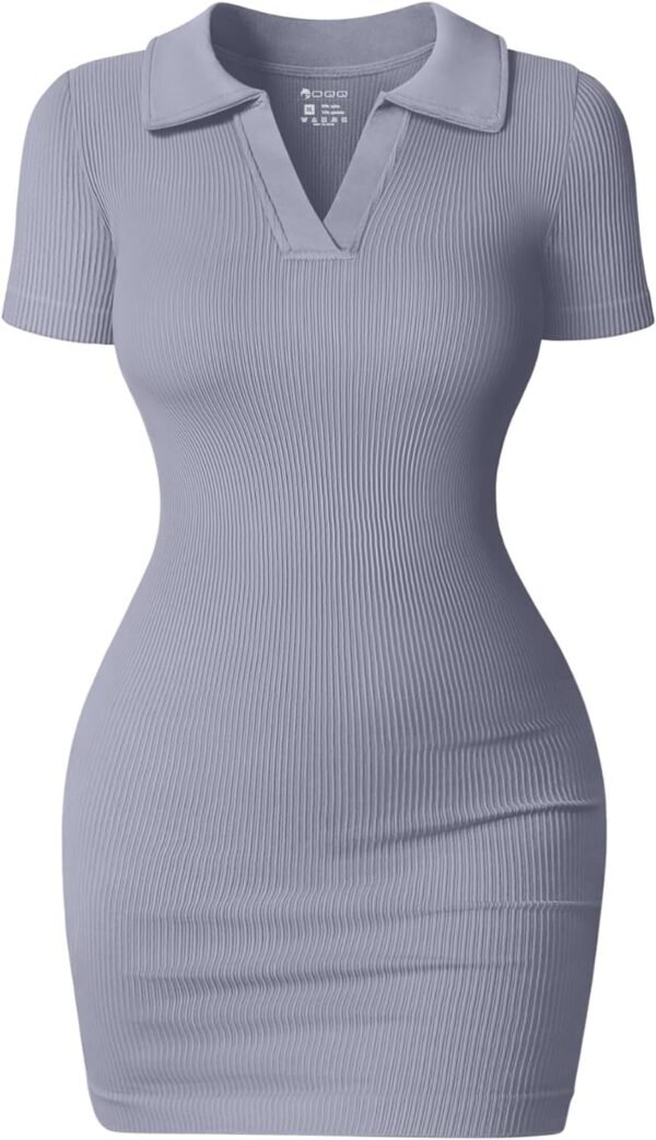 Women's Mini Dresses Sexy Ribbed Short Sleeve Tummy Control Bodycon Mini Dress