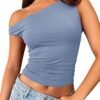 Womens Off The Shoulder Tops Sleeveless Shirts Going Out Crop Tank Tops Slim Fitted Y2K Summer Outfits 2024