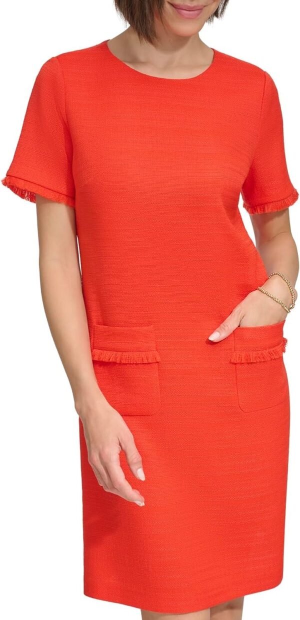 Women's Fringe Detail Hopsack Fabric Dress