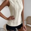 Women's Sleeveless Mock Neck Textured Tank Top